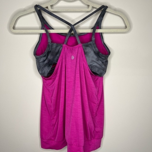 Athleta Girl Cloud Hatch 2 in 1 Tank Pink Gray Size Large - Picture 2 of 8